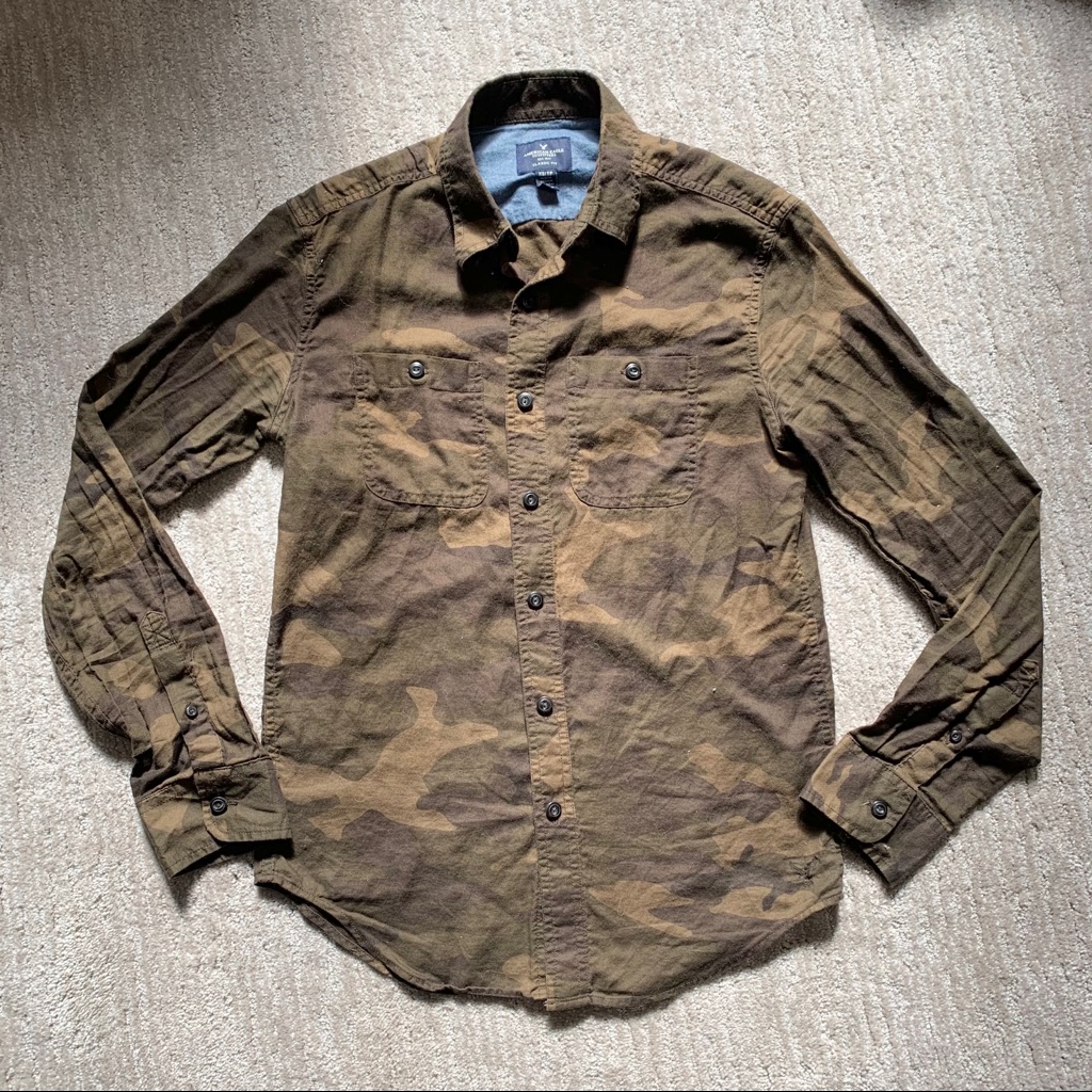 Aeo Camo Button Down